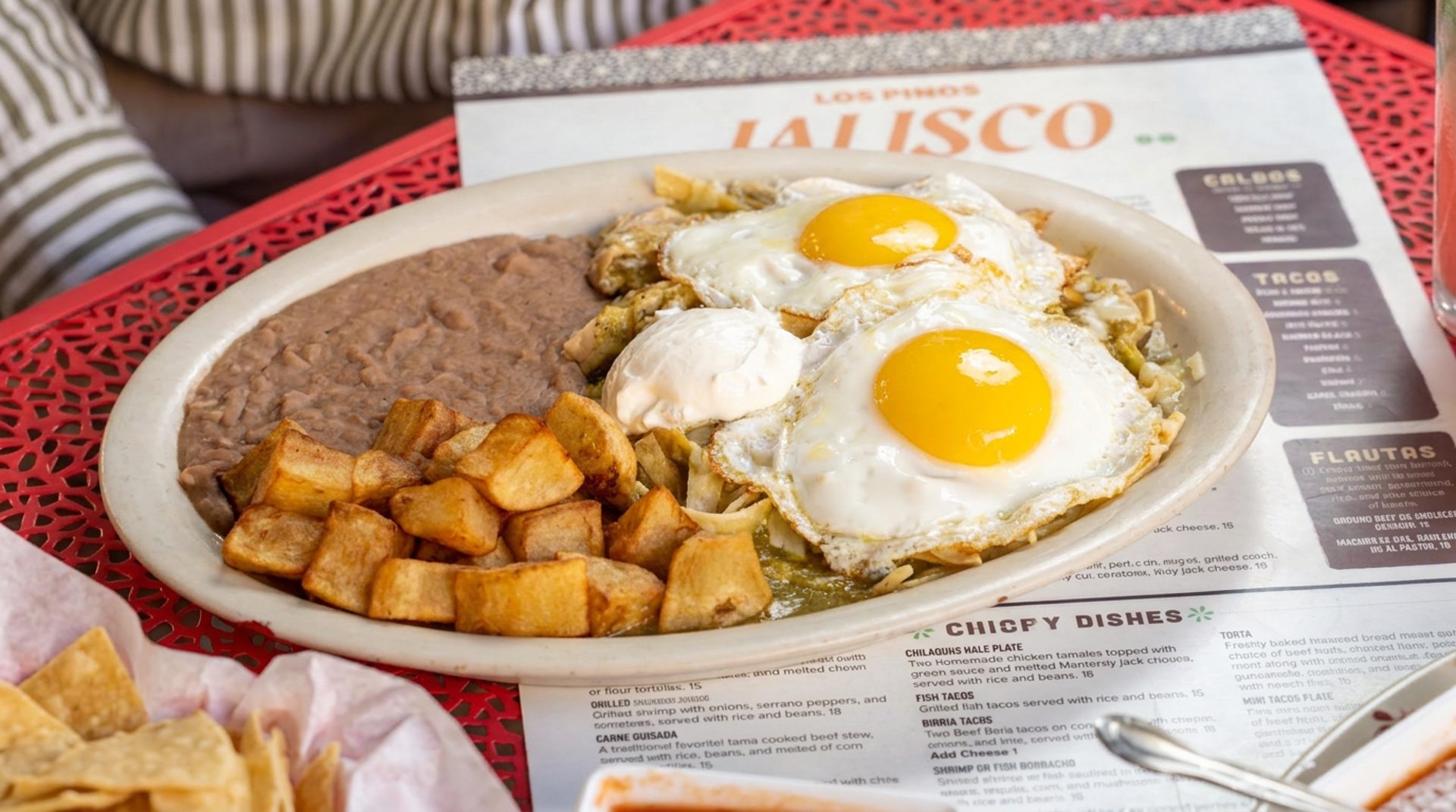 Chilaquiles at the table